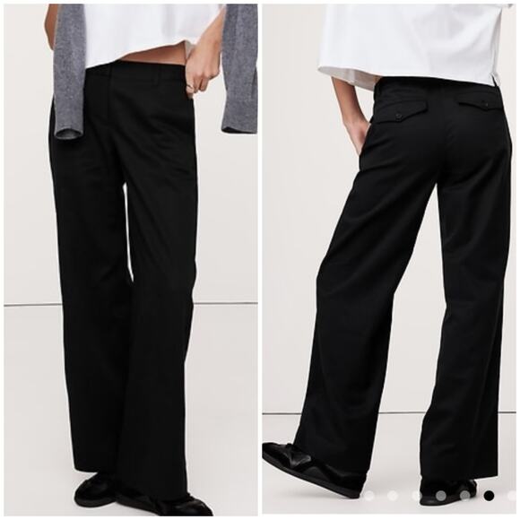 Banana Republic The Everyday Wide Leg Pant Black L 713473 - Picture 1 of 12